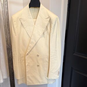 Suitsupply Cream Double-Breasted Blazer